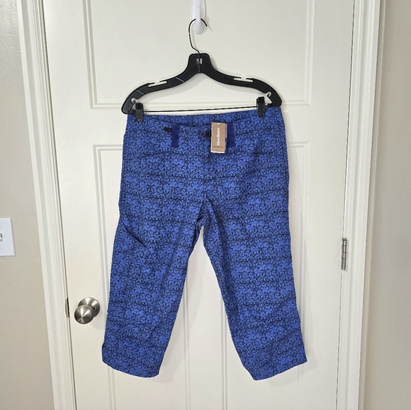 Patagonia Women's Venga Rock Capris Outdoor Blue Hex Batik Cotton Pants Size 10 - Picture 3 of 14